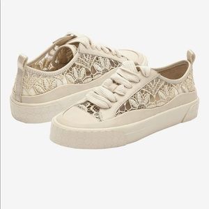 Louise et Cie beige transparent leather and lace sneakers